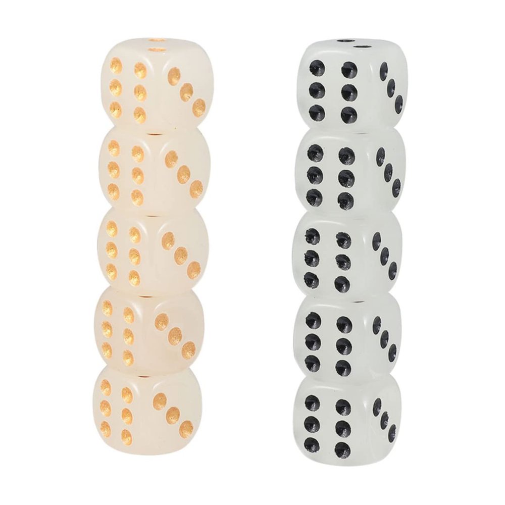 Abaodam 10Pcs Luminous Six Sided Dice Glow Dark Party Game Dice for Bar Gatherings and Shows Comfortable Corner Design for