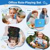 Pretend Play Home Office Set for Kids, Features Toy Laptop Computer, LCD Writing Tablet, Toy Phone, Headset, Sunflower & Coffee Cup, Toys Gifts for Boys Girls Age 3-5-7 view 2