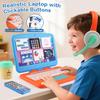 Pretend Play Home Office Set for Kids, Features Toy Laptop Computer, LCD Writing Tablet, Toy Phone, Headset, Sunflower & Coffee Cup, Toys Gifts for Boys Girls Age 3-5-7 view 3