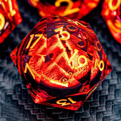 ARUOHHA DND Resin Dice Gazes Eye Dice Liquid Core Flaming RPG Sharp Edged Dice Set with Gift Box, Polyhedral D and D Dice Set Compatible with Dungeons Dragons Role Playing Game D20 D12 D10 D8 D6