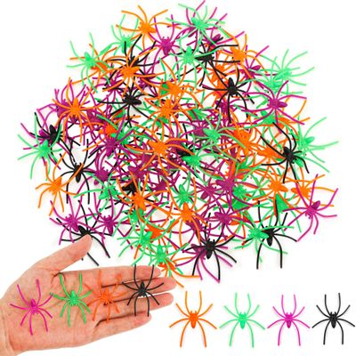 120 Pieces Plastic Spiders, Spiders Halloween Decorations, Halloween Spider, Fake Spiders, 4 Colors Small Spider Web Decoration, Realistic Prank Props Scare Fun Practical Surprise Joke Toys Home Party