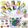 Clear Slime and Foam Clay Kit for Kids, 17 Fl Oz Premade Clear Slime with 10 Color Foam Clay, Charms, Sprinkles and 5 Storage Containers, DIY Butter Slime Craft Toy for Girls and Boys view 1