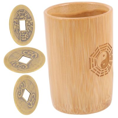 BESPORTBLE 1 Set Fortune Telling Pot Chinese Divination Game with Copper Coins Miniature for Easy Use Material Present for Store Openings