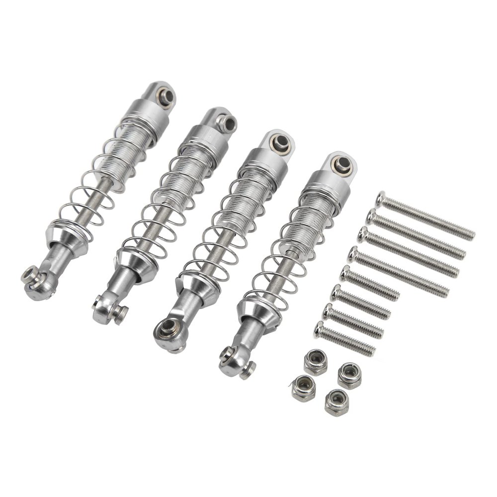2 Pairs RC Car Shock Absorber, 90mm Aluminum Alloy RC Shocks Replacement RC Car Modification Parts for WPL C14 C24 MN D90 99S Model (Silver)