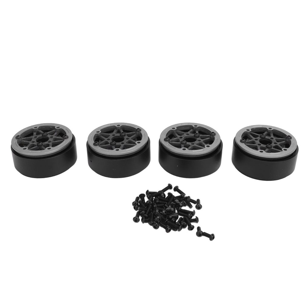 4pcs 1.9inch Carbon Fibre Beadlock Wheel Rims with Sealed Hexagonal Hub for 1/10 RC Crawler Car, Lightweight and Durably for Driving and Rock Crawling, (Gray)