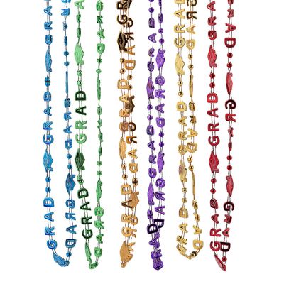 30" Rainbow Color Elementary Grad Beaded Necklaces - 12 Pc.