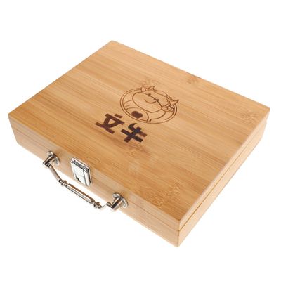 GALPADA Vintage Wooden Mahjong Storage Box with Handle Portable Travel Case for Mahjong Tiles Organized Storage for Game and Gatherings