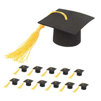 LALADEFIEE 12Pcs Graduation Hat Cupcake Toppers with Tassels Cake Decorations for Graduation Party Supplies Elegant Cap Picks for and Desserts