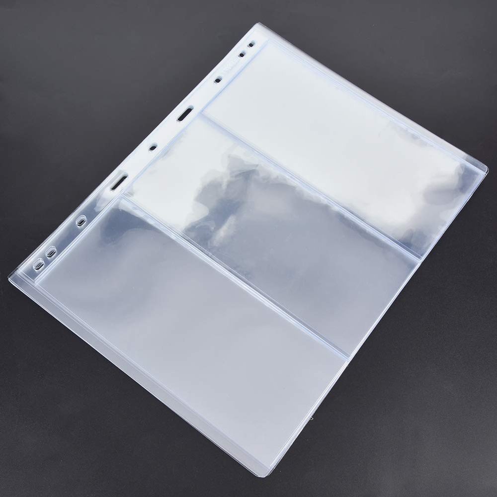 Stamp Album, Universal 9 Holes Stamp Collecting Supplies with 10Pcs Pages for Standard Collection Book (Transparent 3 lines)
