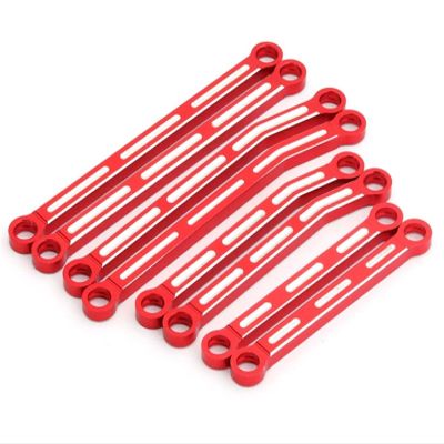RC Car Parts for Traxxas for TRX4M for Bronco for Defender 1/18 RC Crawler Car Upgrade Parts Metal Linkage Tie Link Rod Kit Heightened Decoration Accessories(Red)