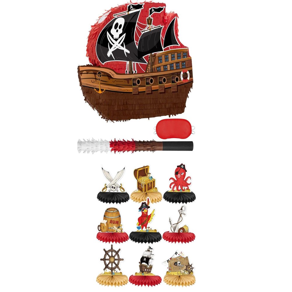 9 PCS Pirate Party Decorations Set + Pirate Piata