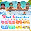 16 Pack Kids Sunglasses Bluk Party Favors - Goodie Bags Stuffers for Children Age 3-8,Boy Girl Neon Glasses with UV400 Protection,Birthday Classroom Graduation Gift,Pool Beach Party Supplies - nylytek view 2