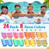 24 Pack Kids Sunglasses Bluk Party Favors - Goodie Bags Stuffers for Children Age 3-8,Boy Girl Neon Glasses with UV400 Protection,Birthday Classroom Graduation Gift,Pool Beach Party Supplies - nylytek view 2