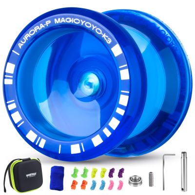 MAGICYOYO Crystal Yoyo K3 Aurora-p, Responsive Yo-yo for Kids 8-12, Pro Finger Spin Trick Yo Yo for Advanced, with Unresponsive Bearing with 12 Strings + Square Storage Bag (Dark Green)