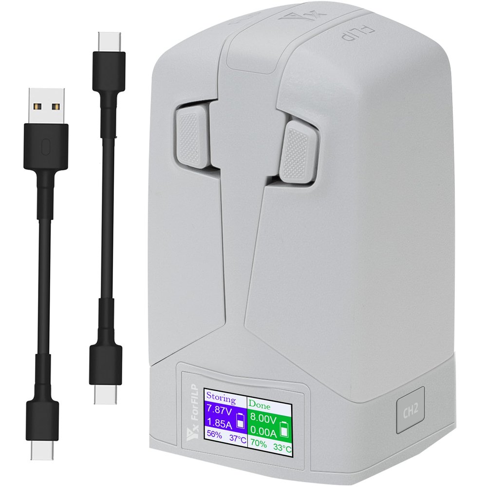 Display Parallel Charger with Storage Charge for DJI Flip,Rapid Two-Way Charge Hub,Charging 2 Batteries Drone Accessories