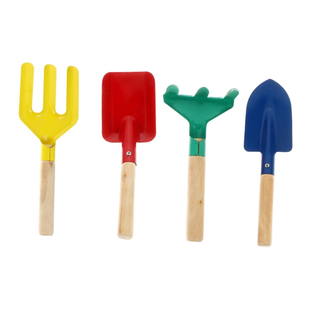 Yardwe 4pcs Boy Girl's Gardening Tool Set Shovel Rake Fork for Boys and Girls Planting Tools Fun Colors
