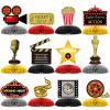 12 Pieces Movie Night Party Decorations Movie Birthday Honeycomb Centerpiece, Party Supplies Decor Microphone Ticket Table Decoration for Theater Birthday Women Men The Kids' Boys Girls view 1