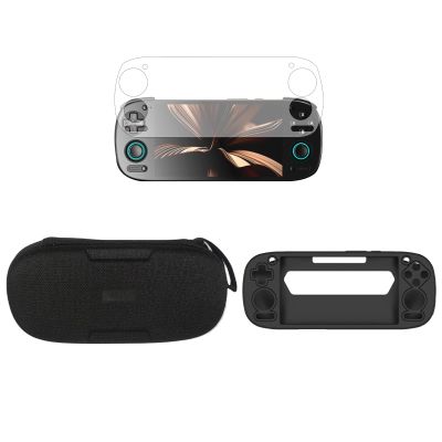 TEHAOUU Protective Kit for Retroid Pocket 5 Storage Bag & Screen Protector & Silicone Case, Pocket 5 Accessories HD 9H Tempered Film Anti-Scratch Shockproof Anti-Collision Dustproof (Black)