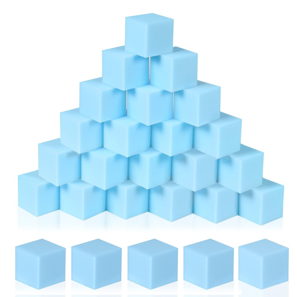COZYTRAUM 48-Pack 5 Inch Foam Cubes, Soft Play Pit Fillers for Indoor Games, Trampoline & Rock Climbing Mats - Light Blue
