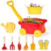 GNAYUIJ Kids Gardening Tools Set 9 pcs Wheelbarrow Set for Toddler with DIY Flowerpot,Watering Can,Shovel,Rake,Beach,Garden,Outdoor Backyard Farm Digging Play Set Toys,3-8 Year Old Boy Girl Gift view 1