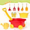 GNAYUIJ Kids Gardening Tools Set 9 pcs Wheelbarrow Set for Toddler with DIY Flowerpot,Watering Can,Shovel,Rake,Beach,Garden,Outdoor Backyard Farm Digging Play Set Toys,3-8 Year Old Boy Girl Gift view 4