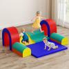 Olakids Toddler Climbing Toys Indoor, 10 Pieces Baby Foam Blocks Soft Play Set with PU Leather, Kids Climb Crawling Activity Gym Playground for 1+ Years (Red) view 2