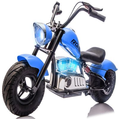 24V Kids Electric Motorcycle, Electric Dirt Bike for Kid, 176lbs Max, Disc Brake, Dual Suspensionat, Electric Motorbike for Kids 8-14, Blue
