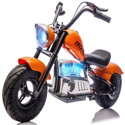24V Kids Electric Motorcycle, Electric Dirt Bike for Kid, 176lbs Max, Disc Brake, Dual Suspensionat, Electric Motorbike for Kids 8-14, Orange
