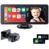 Baby Car Camera with 7" HD Touchscreen, Compatible with CarPlay and Android Auto, Featuring 1080P Split-View Night Vision and 150 Wide Angle for Rear Facing Car Seat view 1