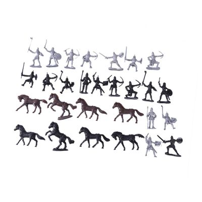 Abaodam 28 Pcs Warrior Soldiers Figures Playset with Soldiers Cavalrymen and Horses Mini Model for Present for Collectors and Educational Play