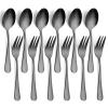 12 PCS Fork and Spoon, Black Silverware Set, Food Grade Stainless Steel Flatware Cutlery Set 6 Forks (5.35 inch), 6 Spoons(5.25 inch) for Home, Outdoor, Restaurant, Dishwasher Safe view 1