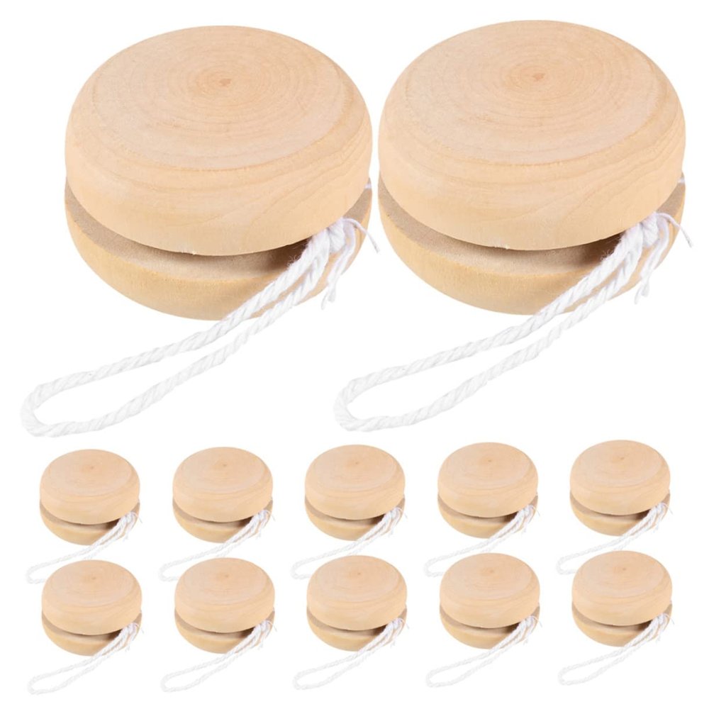 Yardwe 12pcs DIY Wooden Yo-yo Balls Toy Boys and Girls Painting Balls Wooden Graffiti Boy Girl Painting Toys and