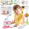 BAORUYAO 3in1 Badge Maker Machine for Kids,Capable of Making Fridge Magnets Keychains Brooches Badges with Picture Cutters and Children's Scissors.86pcs Set of DIY Arts & Crafts Gifts for Kids(Pink) view 1