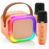 Kinglucky Mini Karaoke Machine for Kids, 2025 TOP Birthday Gifts Ideas for 3-12 Year Old Girls, Christmas Party Gifts Kids' Personal Video Players Accessories with 2 Wireless Microphones - Orange view 1