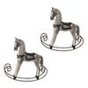 LIOOBO 2pcs Handmade Wooden Rocking Horse Ornament Decor for Boys and Girls Room Home Wall Decor Horse Art Grey view 1