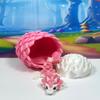 3D Printed Baby Dragon with Egg, 6" White and Pink Clover Baby Dragon, Fidget ADHD Autism Toy BD007WP-CLO-PWE view 3