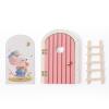 Christmas Mamimami Home Pink Wooden Magical Fairy Doors, 13cm 5.12 inch Elf Mouse Miniature Tiny Door Desk Fairy with Ladder, Tooth Fairy Door Handmade Decorations Gifts view 1