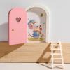 Christmas Mamimami Home Pink Wooden Magical Fairy Doors, 13cm 5.12 inch Elf Mouse Miniature Tiny Door Desk Fairy with Ladder, Tooth Fairy Door Handmade Decorations Gifts view 2