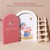 Christmas Mamimami Home Pink Wooden Magical Fairy Doors, 13cm 5.12 inch Elf Mouse Miniature Tiny Door Desk Fairy with Ladder, Tooth Fairy Door Handmade Decorations Gifts view 3