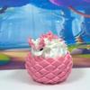 3D Printed Baby Dragon with Egg, 6" White and Pink Woodland Baby Dragon, Articulated Fidget ADHD Autism Toy BD007WP-WOO-PWE view 3