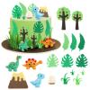 17 Pieces Dinosaur Cake Decoration with Baby Cute Dinosaur Cupcake Picks Egg Leaves Trees Cupcake Toppers for Kids Dino Theme Party Baby Shower Birthday Party Decoration Supplies view 1