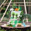 17 Pieces Dinosaur Cake Decoration with Baby Cute Dinosaur Cupcake Picks Egg Leaves Trees Cupcake Toppers for Kids Dino Theme Party Baby Shower Birthday Party Decoration Supplies view 3