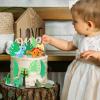 17 Pieces Dinosaur Cake Decoration with Baby Cute Dinosaur Cupcake Picks Egg Leaves Trees Cupcake Toppers for Kids Dino Theme Party Baby Shower Birthday Party Decoration Supplies view 4