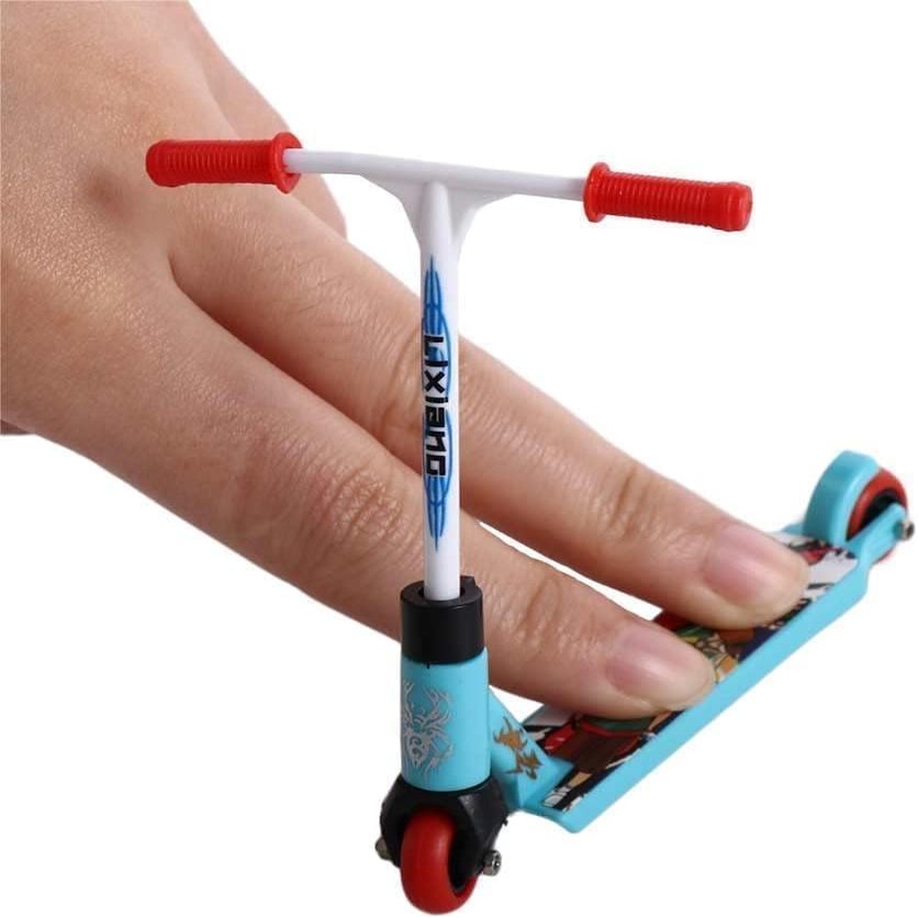Finger Scooter with Brake,Stunt Scooter Black T-Head Design,Freestyle Pro 360 Foldable 2-Wheel Mini Board, Non-Slip Scooter (Blue)