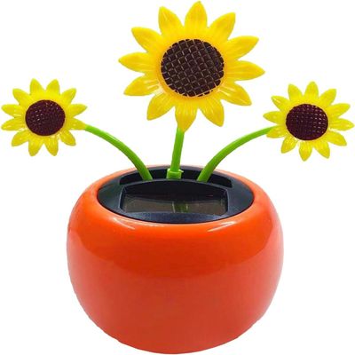 Solar Dancing Flower Car Decoration, Apple Blossom Sunflower with Honey Bee, Swinging Windowsill Ornament