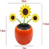 Solar Dancing Flower Car Decoration, Apple Blossom Sunflower with Honey Bee, Swinging Windowsill Ornament view 4