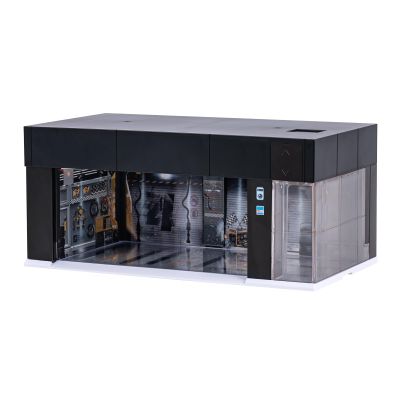 1/64 Scale Die-cast Car Display Case for Hot Wheels, with LED Lights and Voice Control, Model Car Display Eectric Garage Diorama Parking Lot for 1:64 Mini Toy Cars Display and Storage (Black)