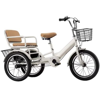 3 Wheels Bicycle,Rickshaw Tricycle with Pedals,Tandem Trike with Back seat,seat with Belt and armrest,Front and Rear Wheel Brakes,Outdoor Cruiser Bike,Pneumatic tire Spoke Wheels