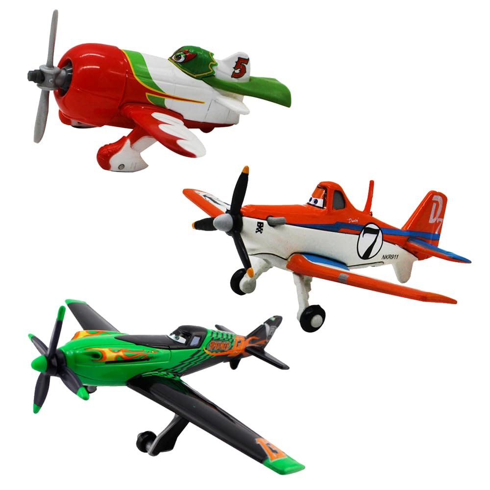 3 Pack Planes Metal Diecast Airplane Toy, Including No. 7 Dusty, No. 5 Chupacabra, No. 13 Ripslinger (3 Pack Planes Set A)
