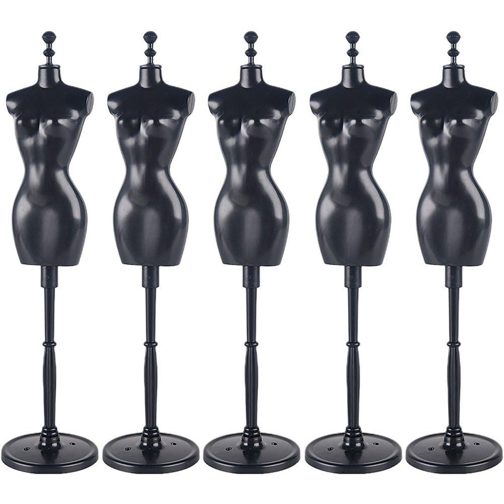 hzzsbu 5 Pcs Doll Dress Form Clothes Gown Display Mini Mannequin Model Stand for Doll Display Holder Toy Stand Display Support